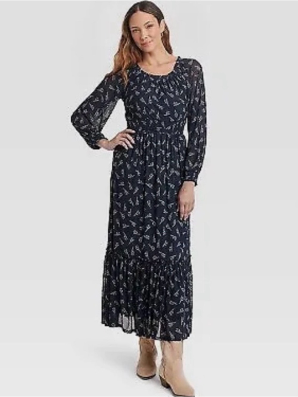 Knox Rose Long Sleeve Navy Floral Maxi Dress